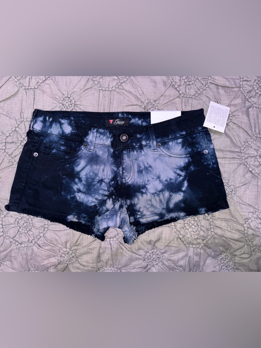 Guess Women's Tie-Dye Denim Shorts in Black and White